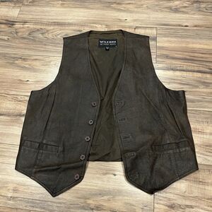 Wilsons Leather Mens Vest Size Large Brown Leather Button Up Sleeveless *Read